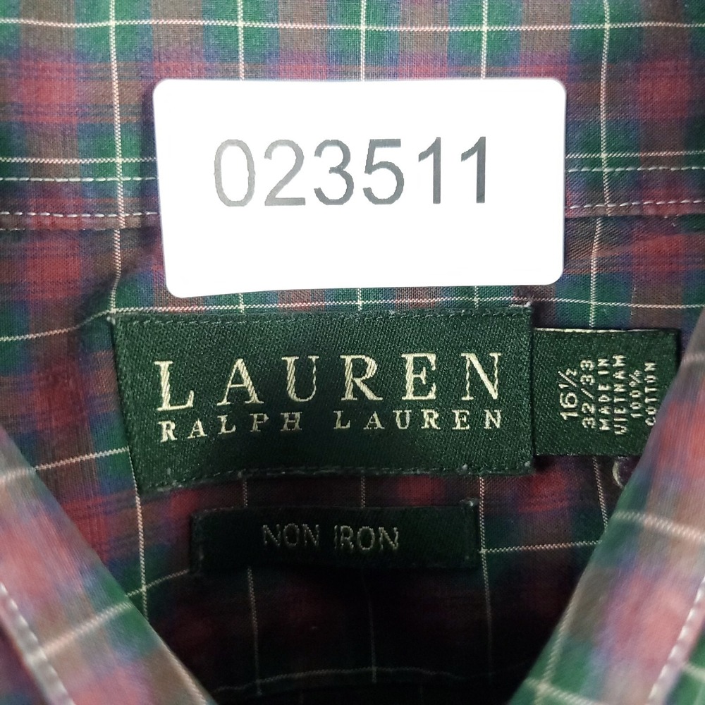 Ralph Lauren Shirt Mens 16.5 Red Plaid Casual Button Up Long Sleeve - Picture 6 of 6